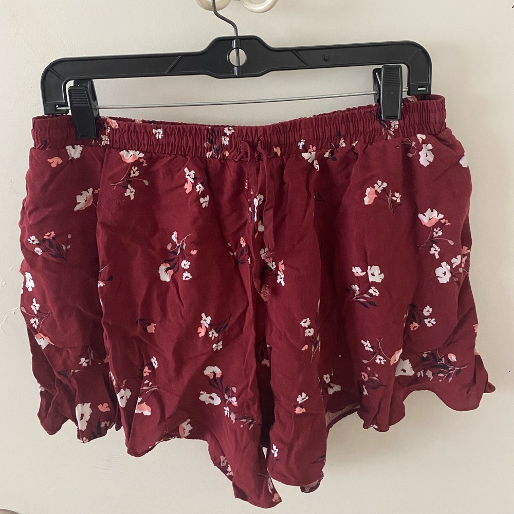 Burgundy floral shorts